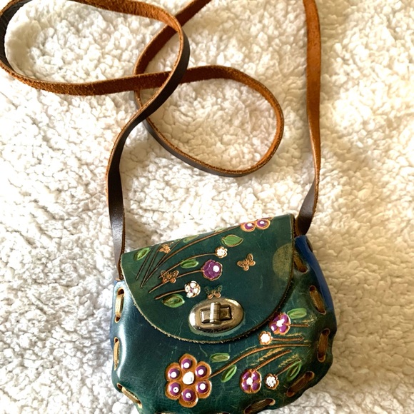 Vintage Tooled Leather Floral Mini Handbag Mexico - Picture 3 of 10